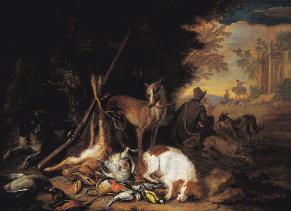 A Hunter with his Dogs from Adriaen de Gryef