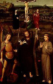 Die hll. Andreas und Franz von Assisi, sowie der Erzengel Michael vor dem gekreuzigten Heiland from Adriaen Isenbrant