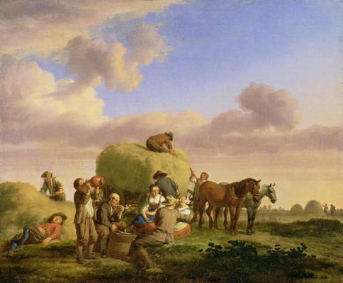 Haymakers resting in a field from Adriaen van de Velde