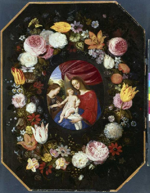 Madonna im Blumenkranz. (Die Blumen von Jan Brueghel d.J.) from Adriaen van Stalbemt