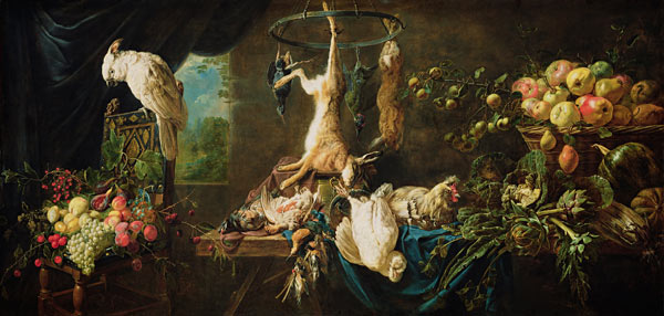 Still Life with Game, Vegetables, Fruit and Cockatoo from Adriaen van Utrecht