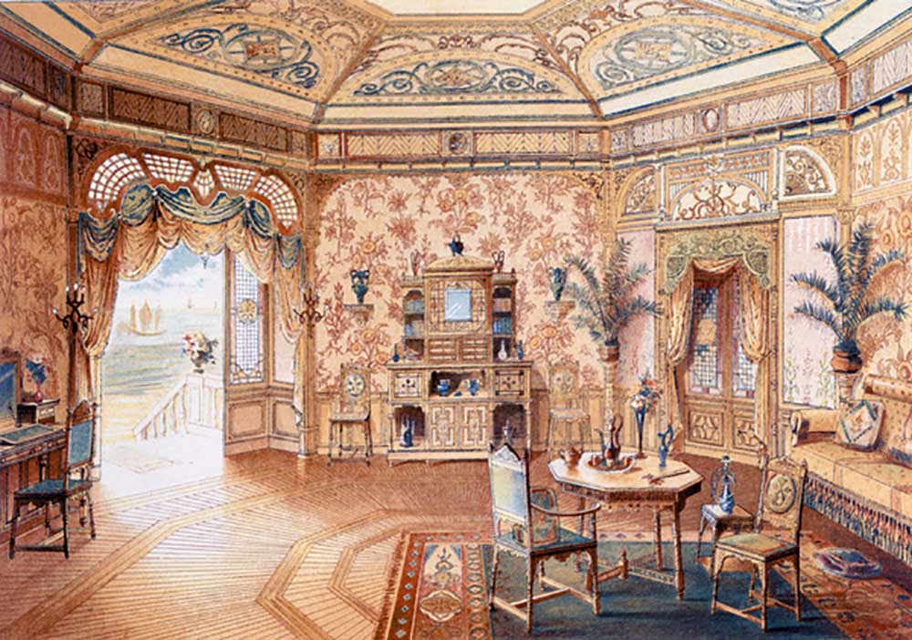 Gartenhaus im englischen Stil, Interior Decoration, 1893 from Adrien Simoneton