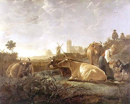 A Distant View of Dordrecht with Sleeping Herdsman and Five Cows ('The Small Dort') from Aelbert Cuyp