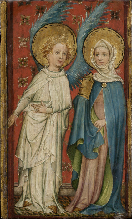 Der Engel und Maria Magdalena am Grabe from Älterer Meister der Aachener Schranktüren