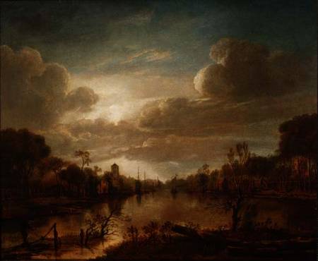 A river landscape by moonlight from Aert van der d.Ä Neer
