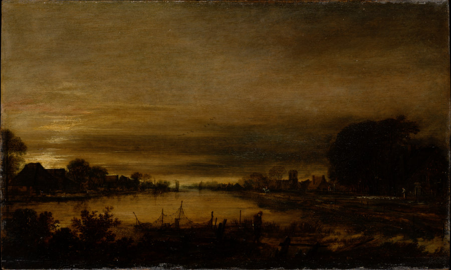 Landschaft mit Kanal in der Abenddämmerung from Aert van der Neer