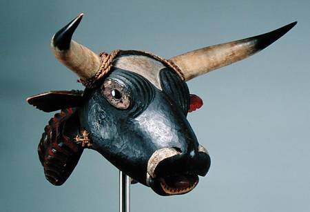 Bull Mask, Bijogo Culture, Bissagos Islands (wood, glass, horn & leather) from African
