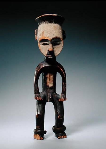 Male Figure, Mbole Culture, Congo (wood, white chalk & metal) from African
