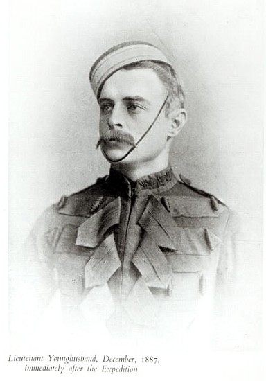 Photograph of Sir Francis Younghusband (1863-1942) in 1887 from ''The Heart of a Continent'', publis from (after) English School