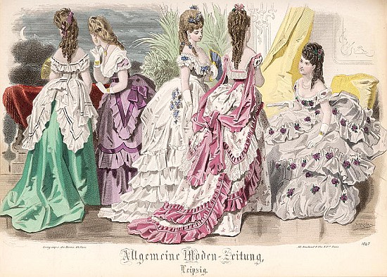 Ballgowns, fashion plate from the ''Allgemeine Moden-Zeitung'', Leipzig from (after) French School