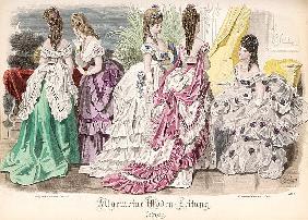 Ballgowns, fashion plate from the ''Allgemeine Moden-Zeitung'', Leipzig