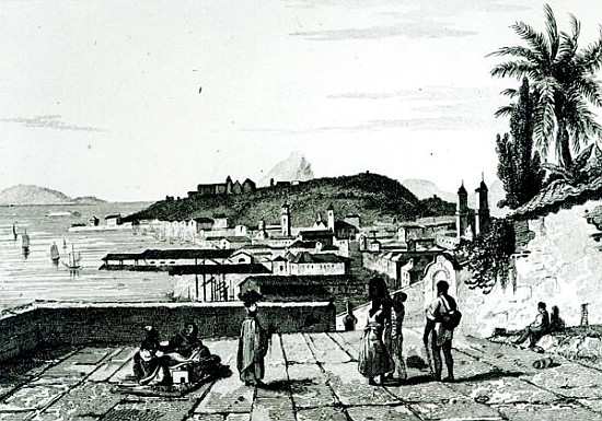 View of Rio de Janeiro from the church of St.Bento drawn Fleury; engraved by Aubert from (after) French School