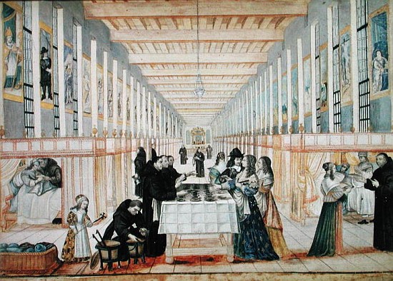 The Infirmary of the Sisters of Charity during a visit of Anne of Austria (1601-66) c.1640 (see also from (after) Abraham Bosse