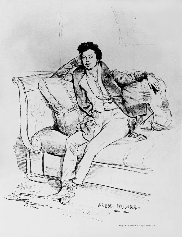 Alexandre Dumas Pere (1803-70) ; engraved by Charles Etienne Pierre Motte (1785-1836) from (after) Achille Deveria