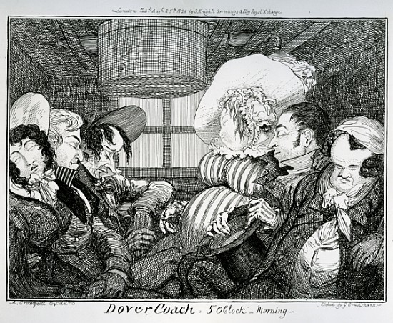 Dover Coach, 5 o''clock morning, etched by George Cruikshank from (after) Alfred Crowquill