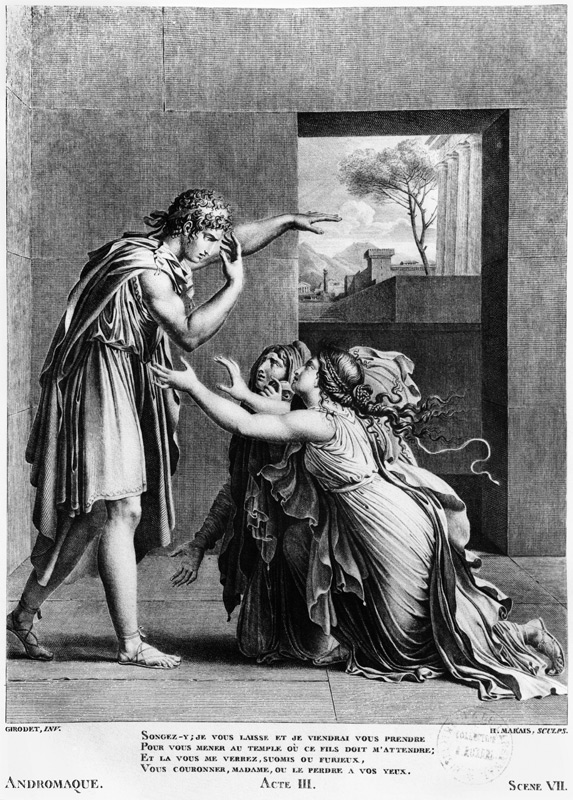 Andromache at the feet of Pyrrhus, illustration from Act III Scene 7 of ''Andromaque'' Jean Racine ( from (after) Anne Louis Girodet de Roucy-Trioson