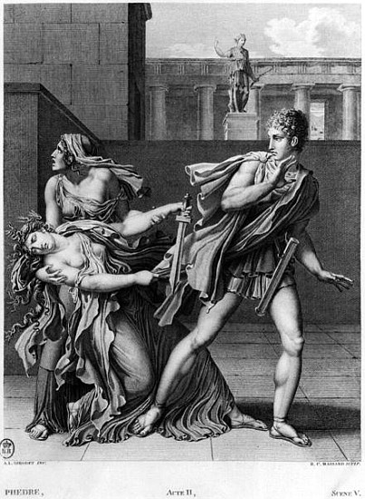 Phaedra, Oenone and Hippolytus, illustration from Act II Scene 5 of ''Phedre'' Jean Racine (1639-99) from (after) Anne Louis Girodet de Roucy-Trioson