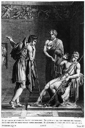 Orestes and Pyrrhus, illustration from Act I Scene 2 of ''Andromaque'' Jean Racine (1639-99) ; engra