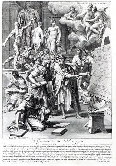 Allegory of a design studio; engraved by Nicolas Dorigny from (after) Carlo Maratti