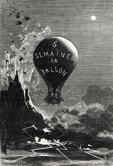 Frontispiece to ''Five Weeks in a Balloon'' Jules Verne (1828-1905) from (after) Edouard Riou