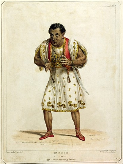 Portrait of Mr Edmund Kean (1787-1833) as Othello; engraved by W. Sheldricks from (after) E.F. Lambert