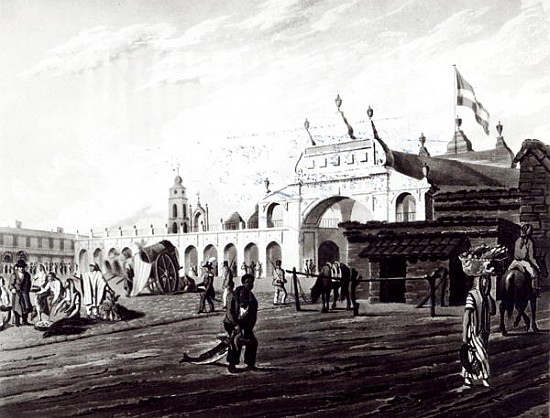 Market Place; engraved by Daniel Havell (1785-1826) 1820 from (after) Emeric Essex Vidal