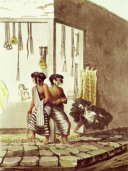 Pampa Indians at a Store in the Indian Market of Buenos Aires, from ''Picturesque Illustrations of B from (after) Emeric Essex Vidal