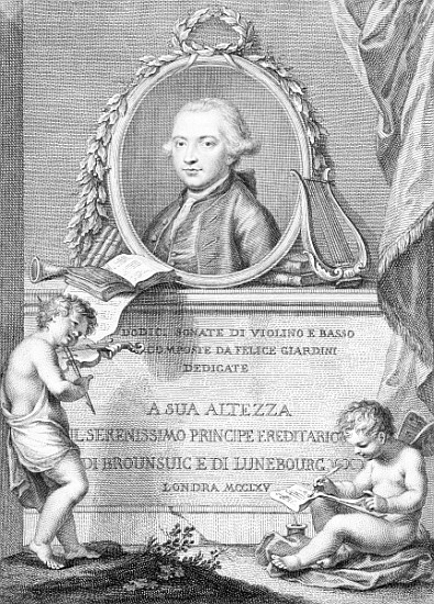 Sheet Music Cover with a portrait of Felice Giardini; engraved by Francesco Bartolozzi from (after) Giovanni Battista Cipriani