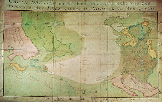 Map of New Discoveries in the North of the South Sea, East of Siberia and West of New France from (after) Guillaume Delisle