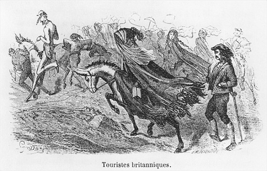 British tourists, illustration from ''Voyage aux Pyrenees'' Hippolyte Taine (1828-93) ; engraved by  from (after) Gustave Dore