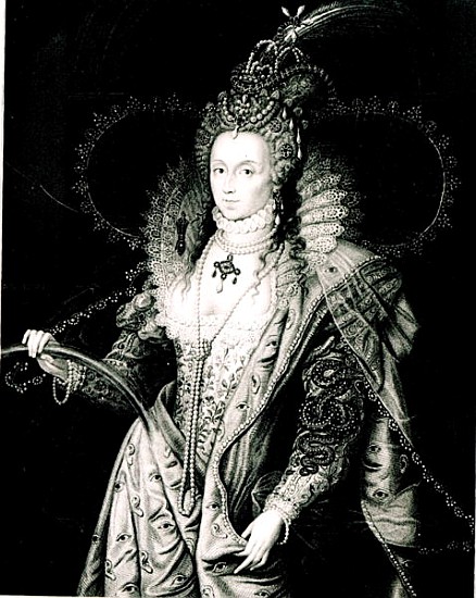 Elizabeth I drawn by W. Derby and ; engraved by T.A.Dean from (after) Isaac Oliver