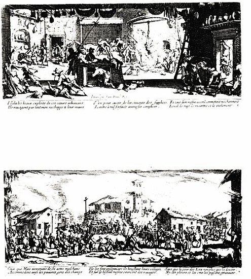 The Pillage of a Farm and The Razing of a Village, plates 5 and 7 from ''The Miseries and Misfortune from (after) Jacques Callot