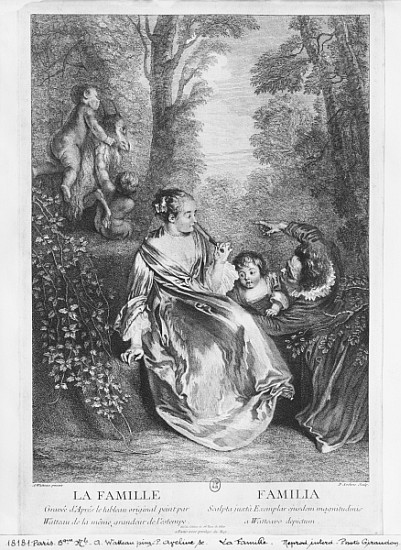 The Family; engraved by Pierre Aveline (c.1656-1722) from (after) Jean Antoine Watteau