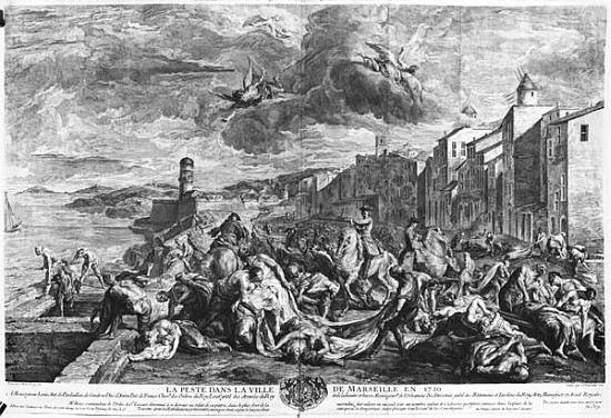 The plague of 1720 in Marseilles; engraved by Simon Thomassin (1655-1733) 1727 from (after) Jean Francois de Troy