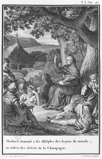 Abelard lecturing among disciples in the deserted Champagne, illustration from ''Lettres d''Heloise  from (after) Jean Michel the Younger Moreau