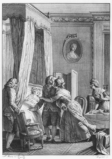 The visit of the doctor from Boson, illustration from ''La Nouvelle Heloise'' Jean-Jacques Rousseau  from (after) Jean Michel the Younger Moreau