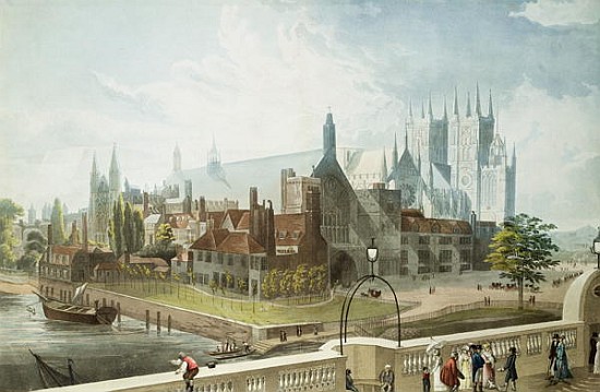 Westminster Hall and Abbey; engraved by Daniel Havell (1785-1826) published by Rudolph Ackermann (17 from (after) John Gendall