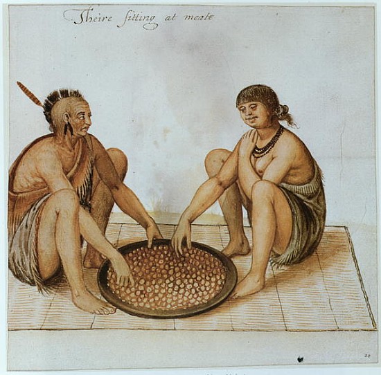 Indian Man and Woman Eating from (after) John White
