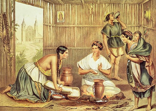 Indians Preparing Tortillas, from ''An Album of the Mexican Republic'' from (after) Julio Michaud