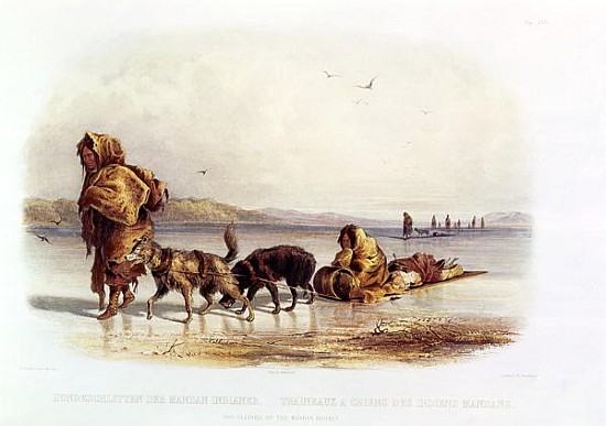 Dog Sledges of the Mandan Indians from (after) Karl Bodmer