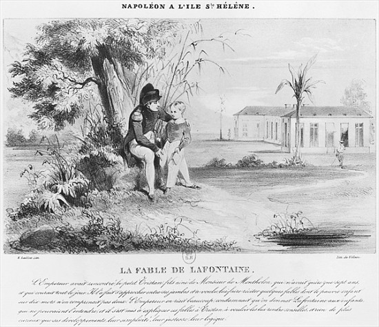 Napoleon I (1769-1821) on the island of St. Helena, explaining the Fables of Jean de La Fontaine to  from (after) Karl Loeillot-Hartwig