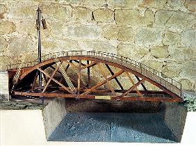 Model of a swing bridge made from one of Leonardo''s drawings
