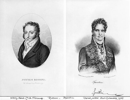 Gioacchino Rossini (1792-1868) and Gaspare Spontini (1774-1851) ; engraved by Ambroise Tardieu (1788 from (after) Leopold Beyer