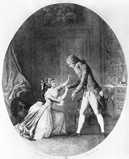 Valmont seducing Madame de Tourvel, illustration from ''Les Liaisons Dangereuses'' Pierre Choderlos  from (after) Niclas II Lafrensen