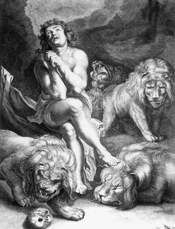Daniel in the Lions'' Den; engraved by Abraham Blooteling (1640-90) from (after) Peter Paul Rubens