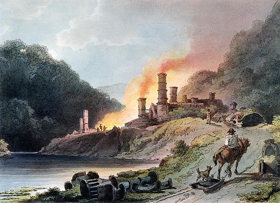 Iron Works, Coalbrookdale; engraved by William Pickett, c.1805 from (after) Philippe de Loutherbourg