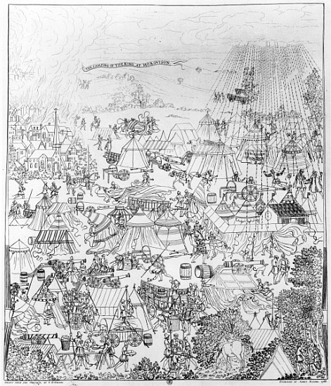The Encampment of King Henry VIII at Marquison, July 1544, etched James Basire from (after) Samuel Hieronymous Grimm
