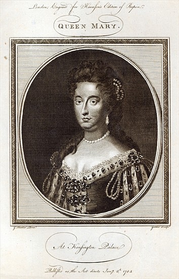Queen Mary at Kensington Palace; engraved for Harrison''s Edition of Rapin, published 8th January 17 from (after) Sir Godfrey Kneller