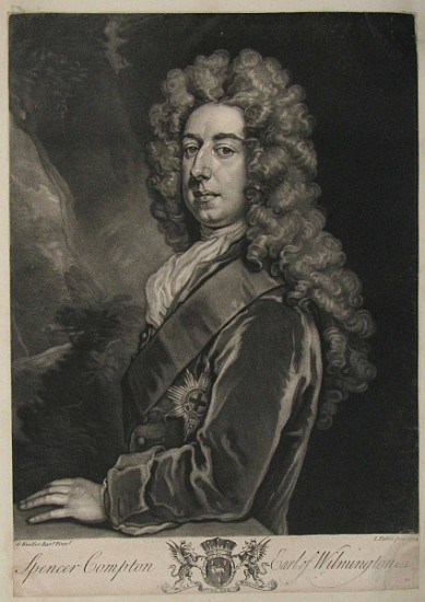 Spencer Compton, Earl of Wilmington, print John Faber from (after) Sir Godfrey Kneller