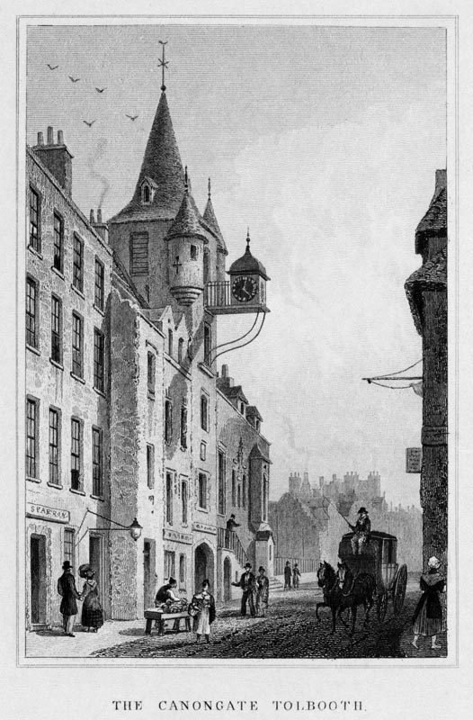 The Canongate Tolbooth, Edinburgh; engraved by Thomas Barber from (after) Thomas Hosmer Shepherd